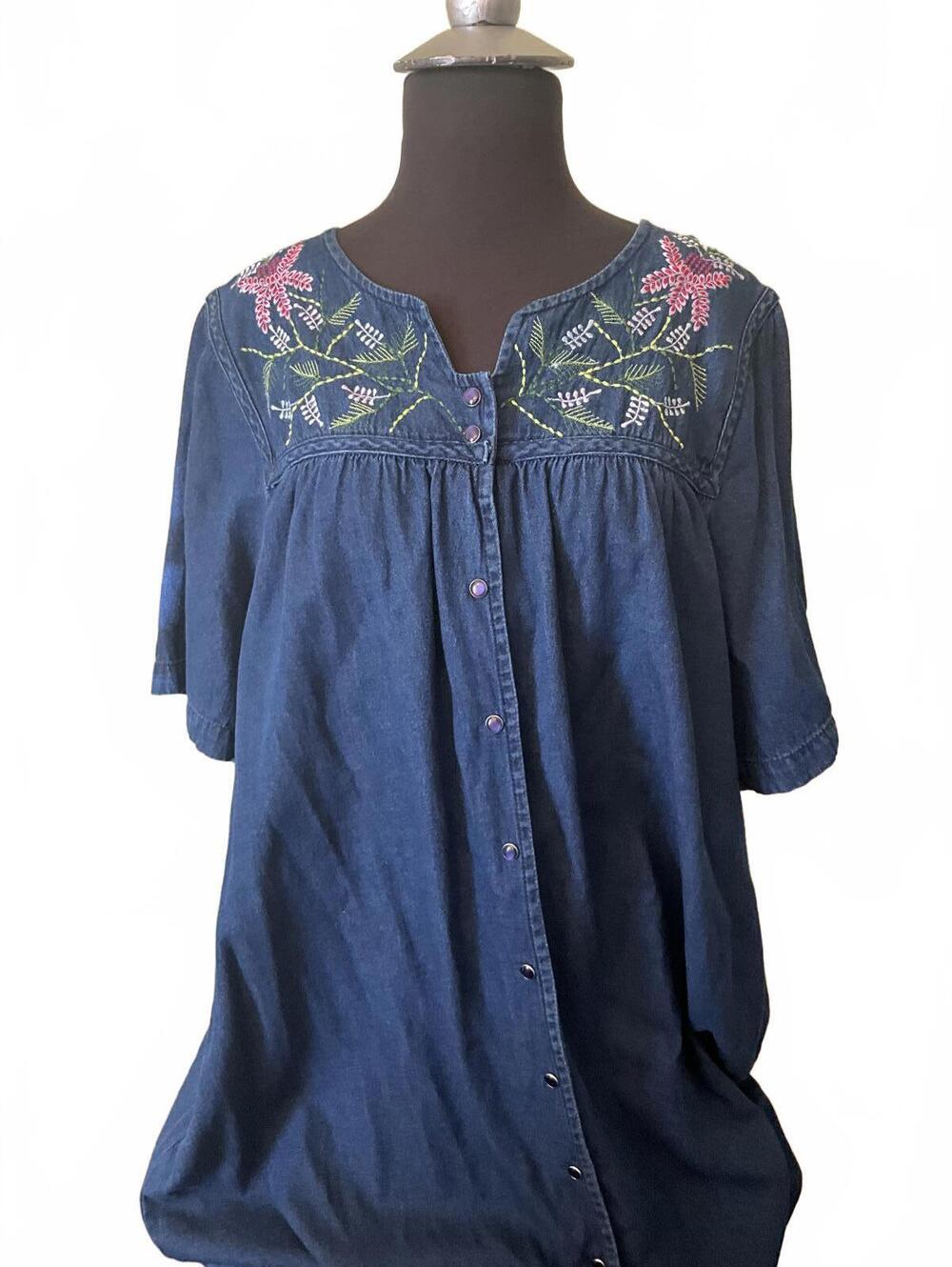 Embroidered Denim Patio dress NWOT